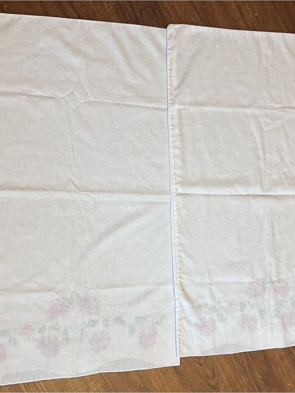 Vintage White Pillowcases with Pink Rose Embroidery